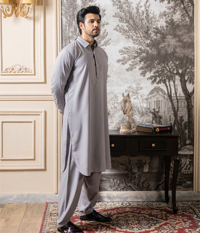 Silvery Grey Shalwar Kameez