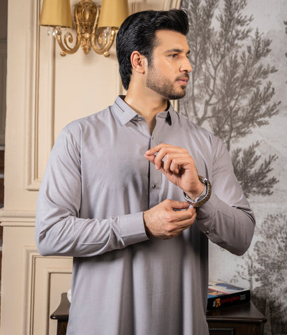 Silvery Grey Shalwar Kameez