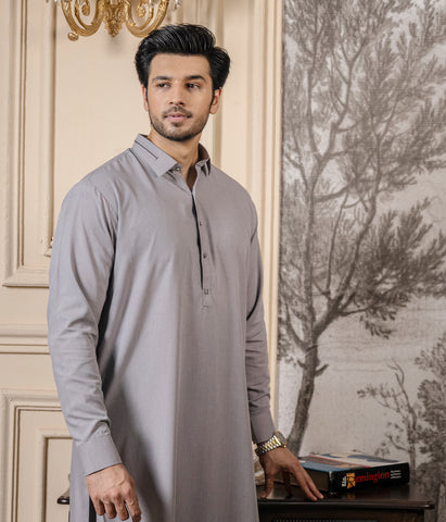 Silvery Grey Shalwar Kameez