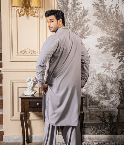 Silvery Grey Shalwar Kameez