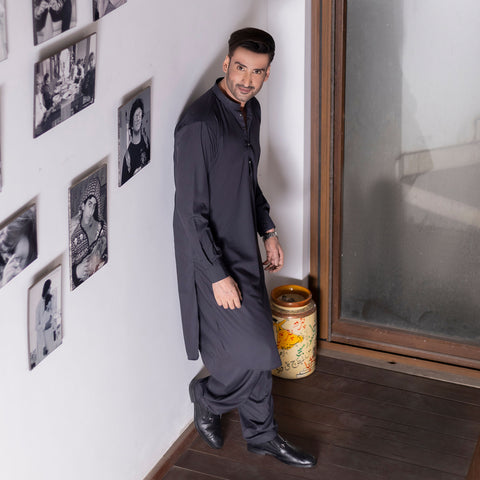 Charcoal Grey Shalwar Kameez