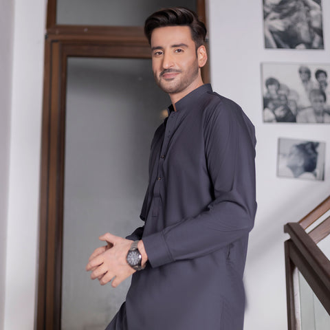 Charcoal Grey Shalwar Kameez