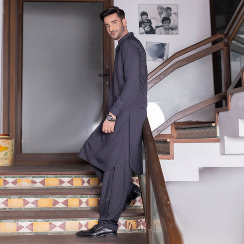 Charcoal Grey Shalwar Kameez